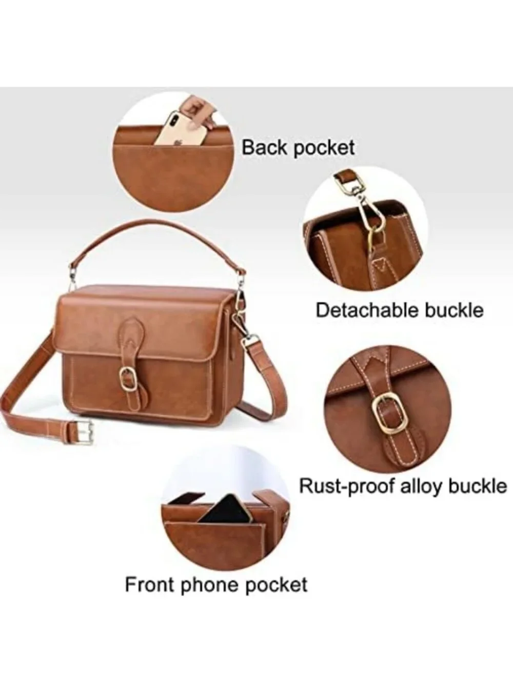 Retro PU Leather Camera Sling Bag - Stylish Crossbody for DSLR & Mirrorless
